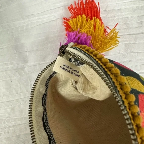 natural life Charcoal Gray Pink Blue Gold Floral Canvas Cosmetic Pencil Pouch - Picture 8 of 9